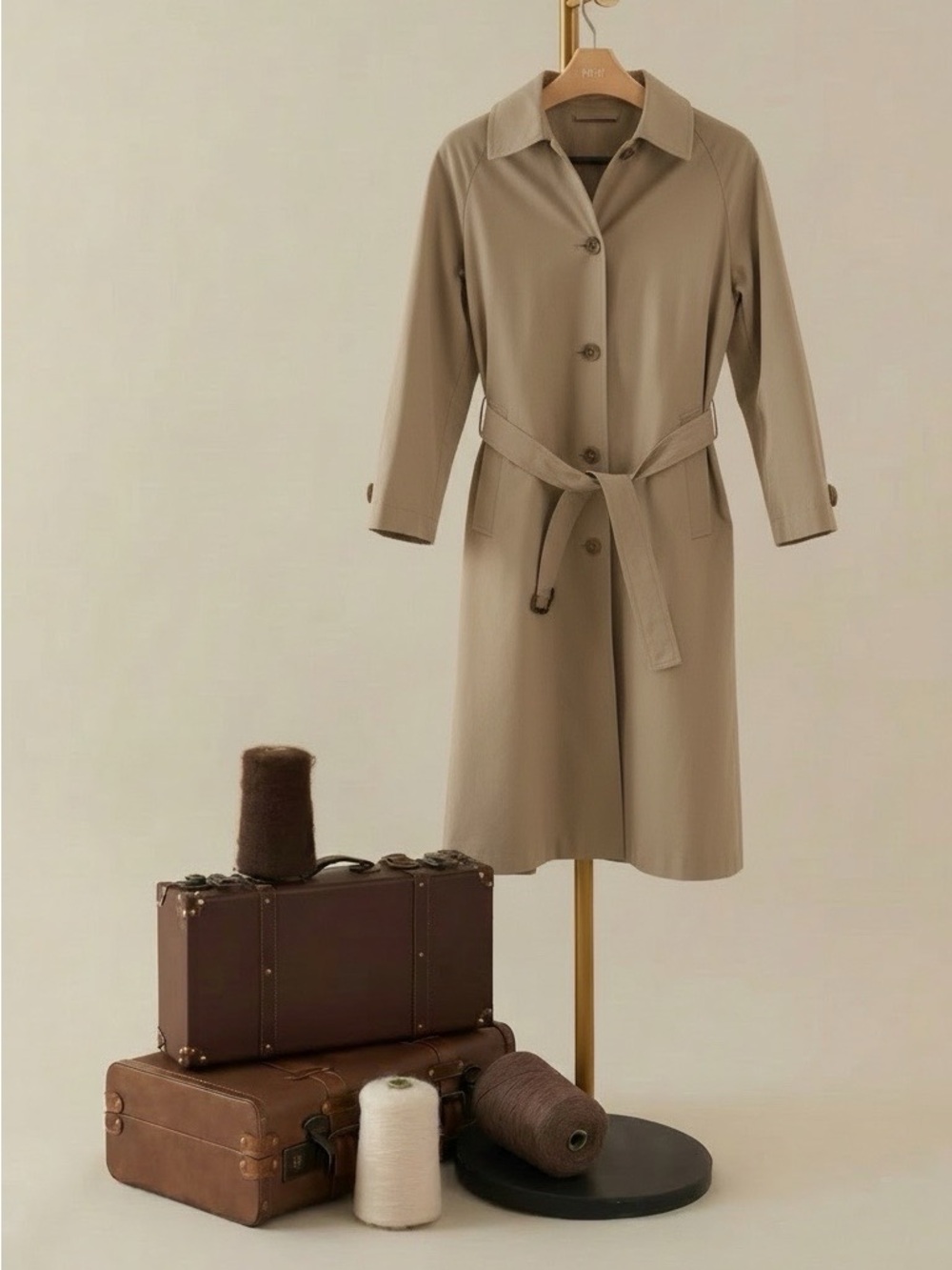 Classic timeless Beige Trench Coat / rain jacket with Waist Tie